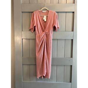All‎ in Favor Midi Pale Pink Faux Wrap Dress Size XS NEW